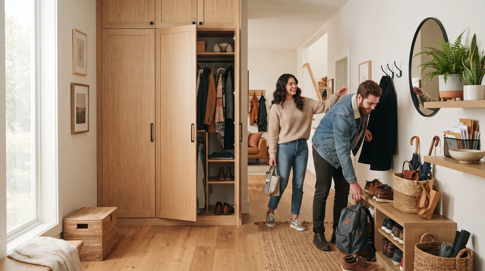 Family using a custom entryway